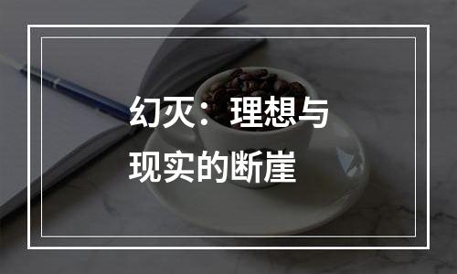 幻灭：理想与现实的断崖