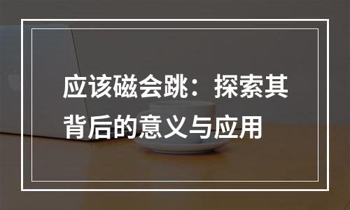 应该磁会跳：探索其背后的意义与应用
