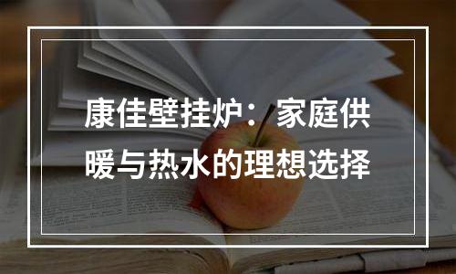 康佳壁挂炉：家庭供暖与热水的理想选择
