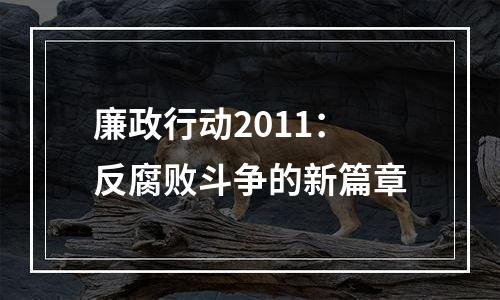 廉政行动2011：反腐败斗争的新篇章