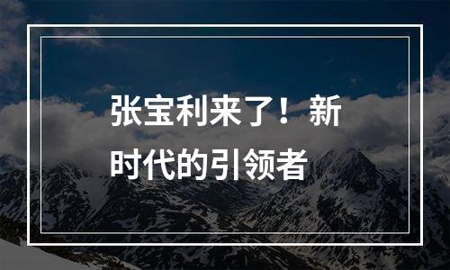 张宝利来了！新时代的引领者