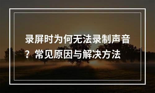 录屏时为何无法录制声音？常见原因与解决方法