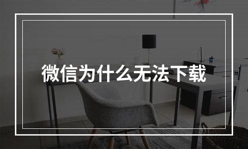微信为什么无法下载