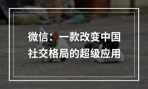 微信：一款改变中国社交格局的超级应用