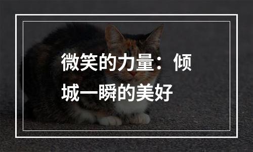 微笑的力量：倾城一瞬的美好