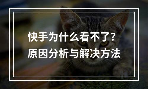 快手为什么看不了？原因分析与解决方法