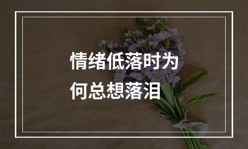 情绪低落时为何总想落泪