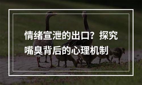 情绪宣泄的出口？探究嘴臭背后的心理机制