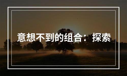 意想不到的组合：探索