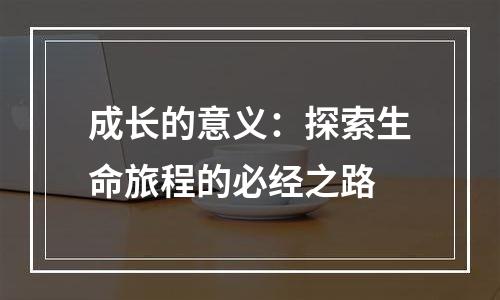 成长的意义：探索生命旅程的必经之路