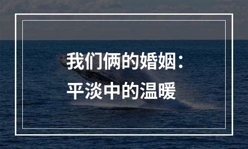 我们俩的婚姻：平淡中的温暖