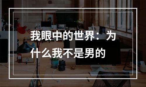 我眼中的世界：为什么我不是男的