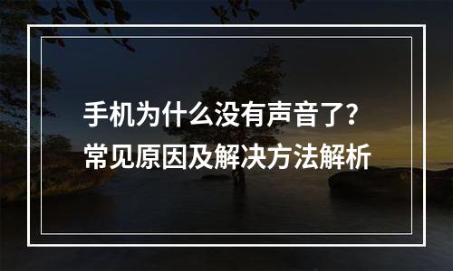 手机为什么没有声音了？常见原因及解决方法解析