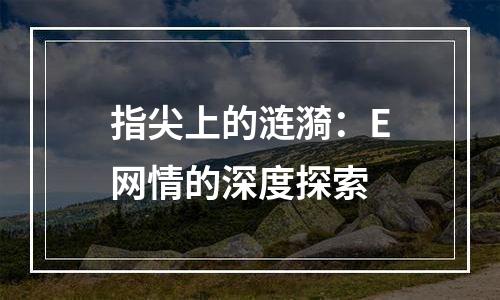 指尖上的涟漪：E网情的深度探索