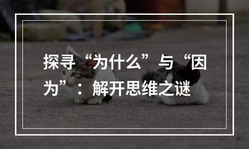 探寻“为什么”与“因为”：解开思维之谜