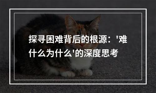 探寻困难背后的根源：'难什么为什么'的深度思考
