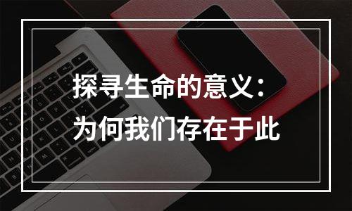 探寻生命的意义：为何我们存在于此