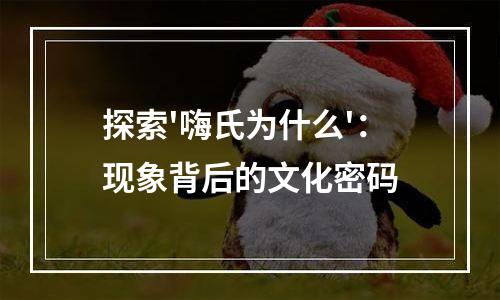 探索'嗨氏为什么'：现象背后的文化密码