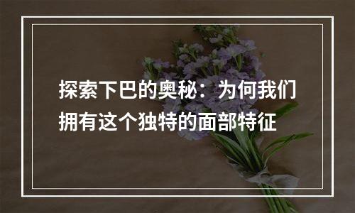 探索下巴的奥秘：为何我们拥有这个独特的面部特征