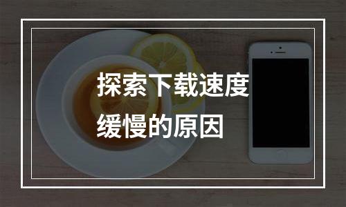 探索下载速度缓慢的原因