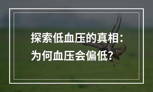 探索低血压的真相：为何血压会偏低？
