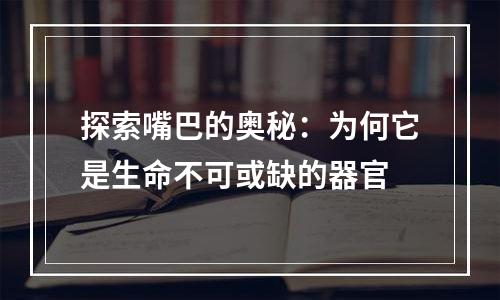 探索嘴巴的奥秘：为何它是生命不可或缺的器官