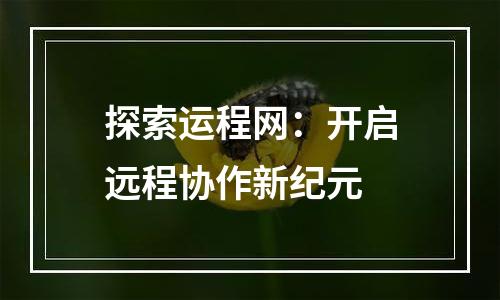 探索运程网：开启远程协作新纪元