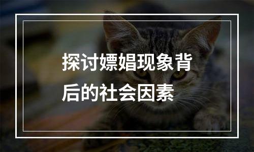 探讨嫖娼现象背后的社会因素