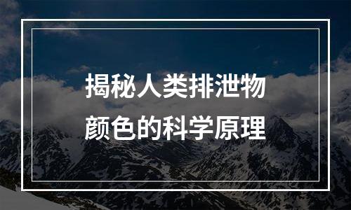揭秘人类排泄物颜色的科学原理