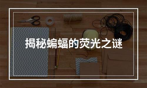 揭秘蝙蝠的荧光之谜