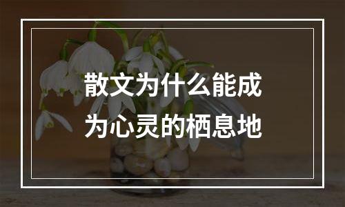 散文为什么能成为心灵的栖息地