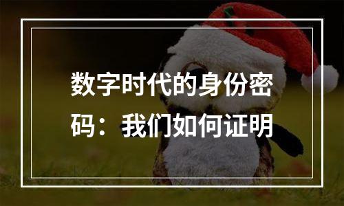数字时代的身份密码：我们如何证明