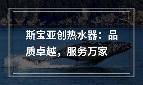 斯宝亚创热水器：品质卓越，服务万家