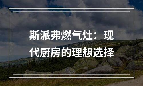 斯派弗燃气灶：现代厨房的理想选择