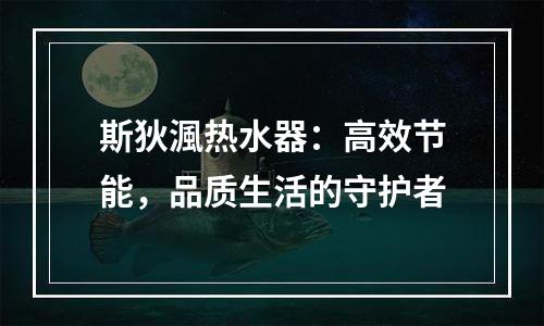 斯狄渢热水器：高效节能，品质生活的守护者