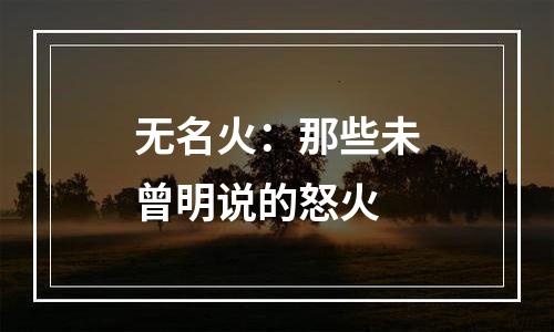 无名火：那些未曾明说的怒火