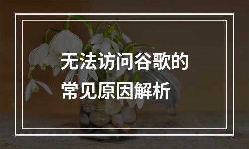 无法访问谷歌的常见原因解析