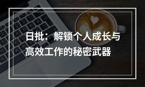日批：解锁个人成长与高效工作的秘密武器