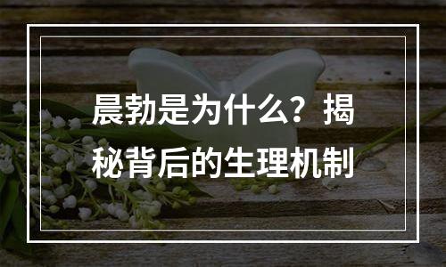 晨勃是为什么？揭秘背后的生理机制