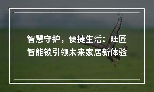 智慧守护，便捷生活：旺匠智能锁引领未来家居新体验