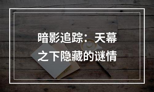 暗影追踪：天幕之下隐藏的谜情