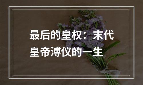 最后的皇权：末代皇帝溥仪的一生