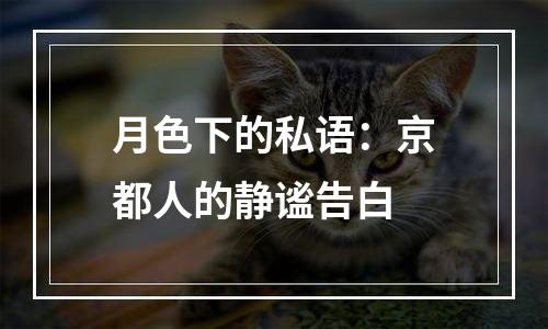 月色下的私语：京都人的静谧告白