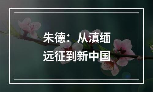 朱德：从滇缅远征到新中国