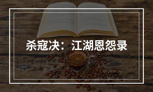 杀寇决：江湖恩怨录