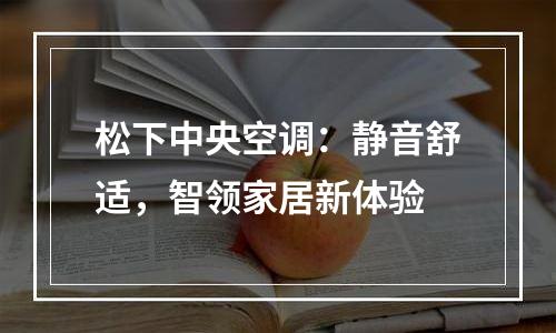 松下中央空调：静音舒适，智领家居新体验