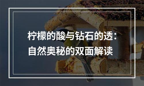 柠檬的酸与钻石的透：自然奥秘的双面解读