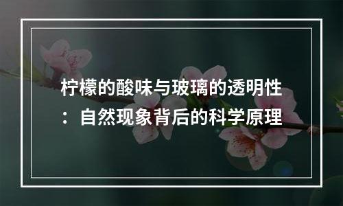 柠檬的酸味与玻璃的透明性：自然现象背后的科学原理