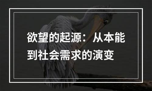 欲望的起源：从本能到社会需求的演变