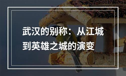 武汉的别称：从江城到英雄之城的演变